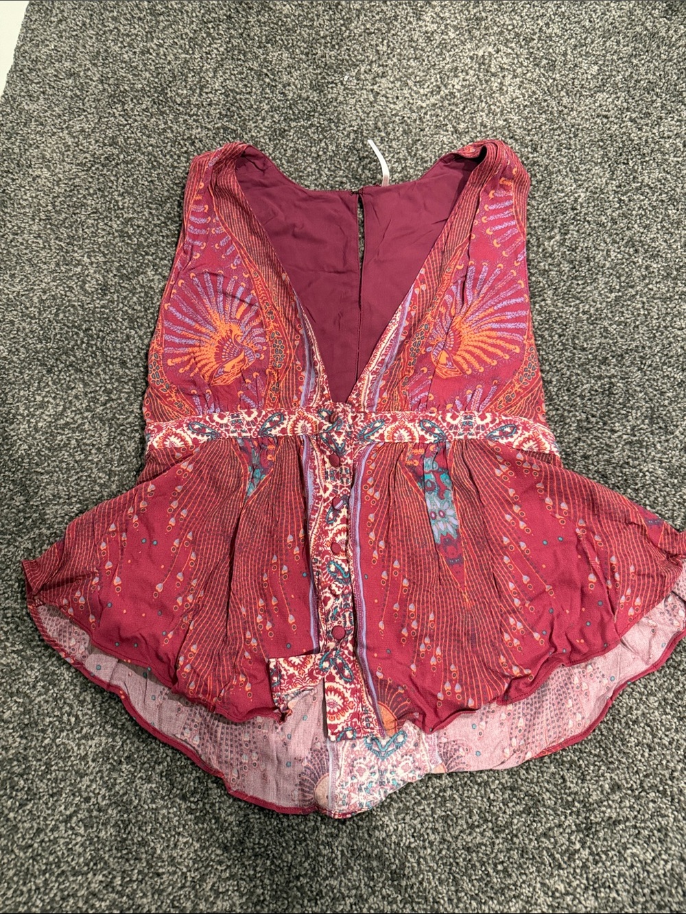Free People Magenta Paisley V-Neck Peplum Camisole
